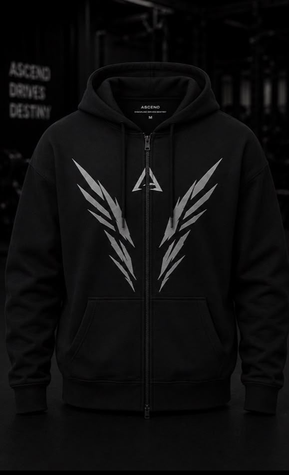 ASCEND 2-in-1 Zip Hoodie – Black