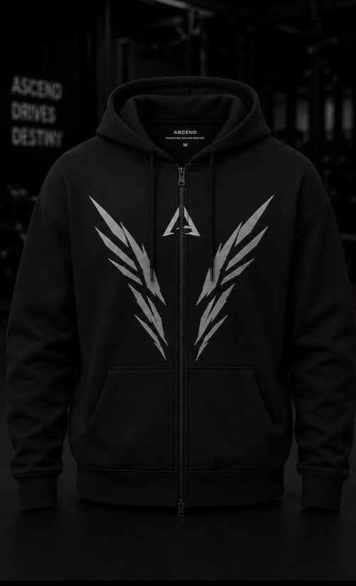 ASCEND 2-in-1 Zip Hoodie – Black